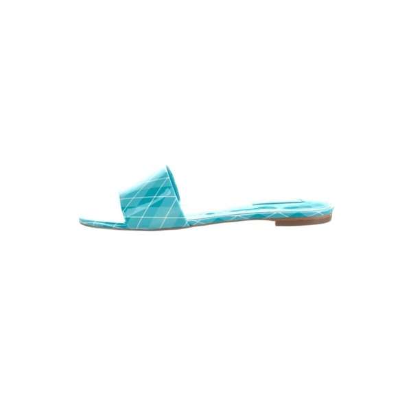 Larroude - Ivy Flat Mule Turquoise Aqcua Argyle patent leather - Picture 6 of 11